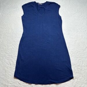 Sundry V-Neck T-Shirt Dress Casual Comfy Blue Made in USA Size 3‎ (Large, Sz 12)